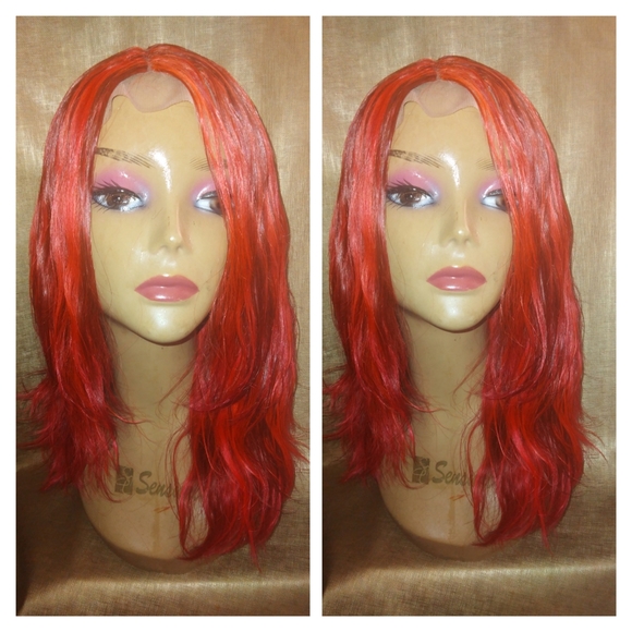 14" 100% human virgin red body wave hair wig - Picture 4 of 8